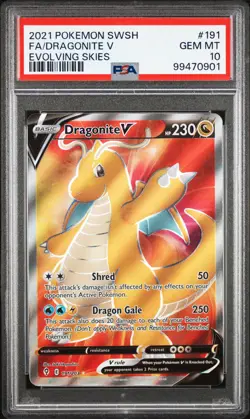 2021 POKEMON SWORD & SHIELD EVOLVING SKIES #191 FULL ART/DRAGONITE V PSA 10 - Image 1