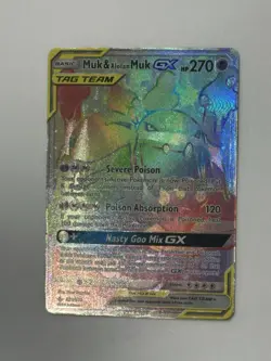 Pokemon TCG S&M Unbroken Bonds Muk & Alolan Muk GX 220/214 Secret Rare Rainbow - Image 1