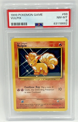 1999 POKEMON #68 VULPIX BASE SET UNLIMITED HP 50 ERROR NM-MT PSA 8 - Image 1