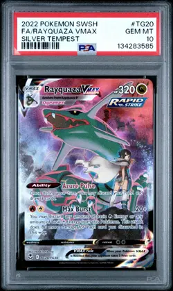 2022 POKEMON SWORD & SHIELD SILVER TEMPEST #TG20 FULL ART RAYQUAZA VMAX PSA 10 - Image 1