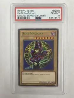 Yu-Gi-Oh! EN001 Dark Magician Duelist League 2-Green RARE PSA 10 - Image 1