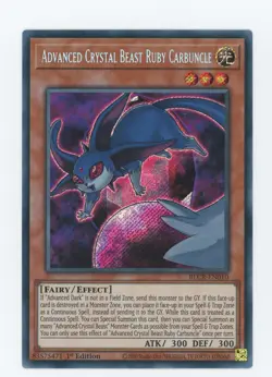 Yugioh Advanced Crystal Beast Ruby Carbuncle BLCR-EN010 Secret Rare 1st NM x3 P - Image 1