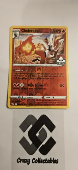 Pokemon Cinderace 034/202 Reverse Holo Sword And Shield STAMPED Nr Mint Card - Image 1