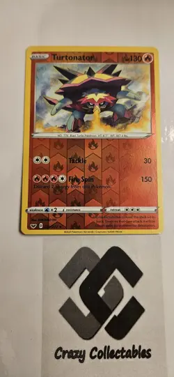 Pokemon Turtonator 029/202 Reverse Holo Sword And Shield Nr Mint Card - Image 1
