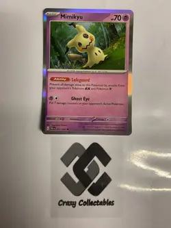 Pokemon Cards Mimikyu 037/091 Paldean Fates Holo Rare Mint Condition Card - Image 1