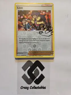 Pokemon Card Leon 134/159 Reverse Holo Signature Trainer Crown Zenith Mint - Image 1