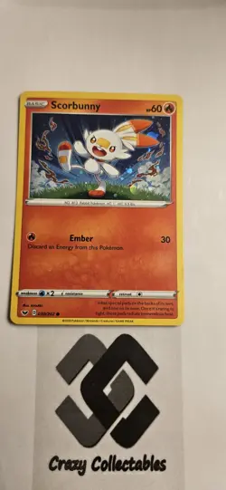 Pokemon Scorbunny 030/202 Holo Sword And Shield Nr Mint Card - Image 1
