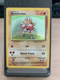 Pokemon Card Hitmonchan 8/130 Base Set 2 Holo Rare WOTC LP/NM SWIRL - Image 1