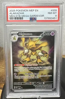 2025 POKEMON MEP EN ALAKAZAM MEG ETB-MEGA GARDEVOIR #009 - PSA 8 - Image 1