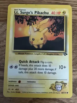 Pokemon Lt. Surge's Pikachu 84/132 Gym Challenge Regular - Image 1