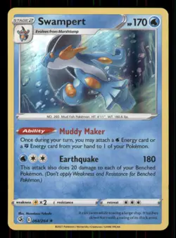 Swampert SWSH08: Fusion Strike #064/264 Holo Rare Pokemon LP - Image 1