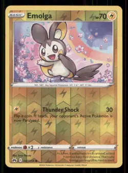 Emolga Crown Zenith #047/159 Common Reverse Holo Pokemon LP - Image 1