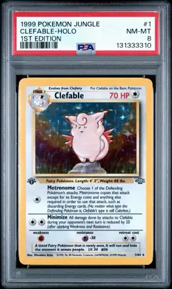 1999 Pokemon 1st Edition Jungle Clefable Holo | PSA 8 - Image 1
