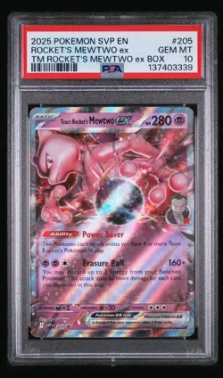 2025 POKEMON SVP EN-SV BLACK STAR PROMO #205 TEAM ROCKET'S MEWTWO EX PSA 10 🔥💥 - Image 1