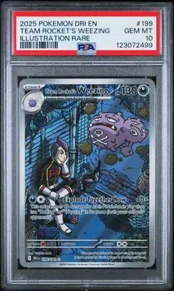 2025 POKEMON DRI EN-DESTINED RIVALS #199 TEAM ROCKET'S WEEZING PSA 10 - Image 1