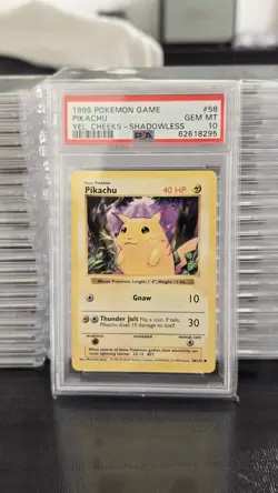 1999 Pokemon Pikachu Shadowless Yellow Cheeks PSA 10 GEM MINT - Image 1