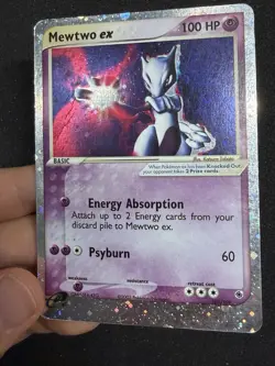 Pokemon Mewtwo EX TCG Ruby and Sapphire Holo Rare Card 101/109 MP - SWIRL 🌀 - Image 2