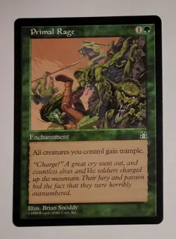 Primal Rage Enchantment Magic The Gathering Card MTG TCG CCG 1998 - Image 1