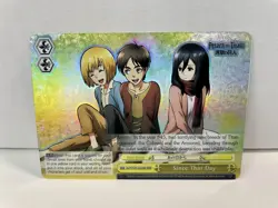 Weiss Schwarz Attack on Titan Since That Day RRR Mikasa Eren Armin Holo Card - Image 1