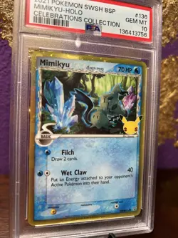 PSA 10 Mimikyu SWSH136 Delta Species Black Star Promo Celebrations Pokemon Card - Image 2