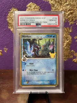 PSA 10 Mimikyu SWSH136 Delta Species Black Star Promo Celebrations Pokemon Card - Image 3