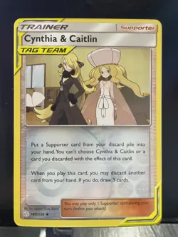 Cynthia & Caitlin 189/236 2019 S&M Cosmic Eclipse Pokemon Card Reverse Holo NM - Image 1