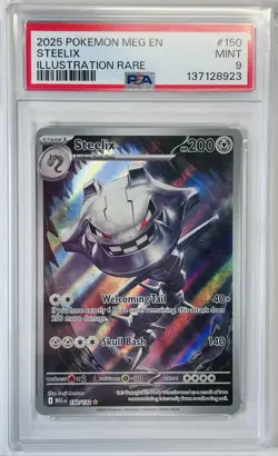 2025 POKEMON MEG EN-MEGA EVOLUTION ILLUSTRATION RARE #150 STEELIX PSA 9 - Image 1