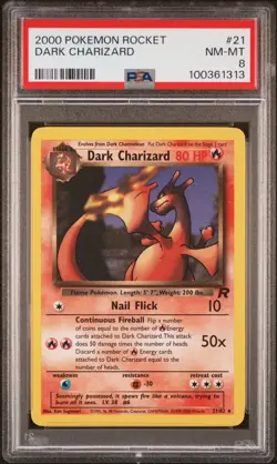 2000 POKEMON ROCKET #21 DARK CHARIZARD PSA 8 - Image 1