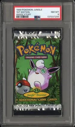 1999 Pokemon Jungle 1st Edition Booster Pack Wigglytuff Art PSA 8 - Image 1