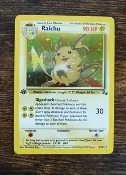 Pokemon Fossil Holo Rare Raichu 1st Edition 14/62 NM - Image 1