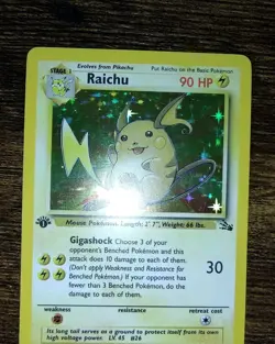 Pokemon Fossil Holo Rare Raichu 1st Edition 14/62 NM - Image 2