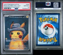 PSA10 2023 Pokemon Scarlet Violet Promo PIKACHU Grey Felt Hat Pokemon x Van Gogh - Image 1