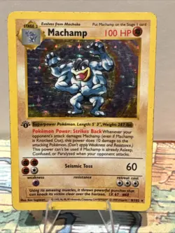 Pokemon Machamp Holo 1st Edition Rare TCG Card Base Set 8/102 Shadowless - Image 1