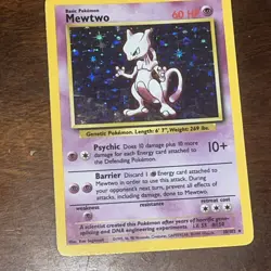 Pokemon Mewtwo Holo Card 10/102 Base Set, Unlimited, Rare NM/LP WOTC Vintage - Image 2