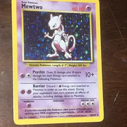 Pokemon Mewtwo Holo Card 10/102 Base Set, Unlimited, Rare NM/LP WOTC Vintage - Image 3