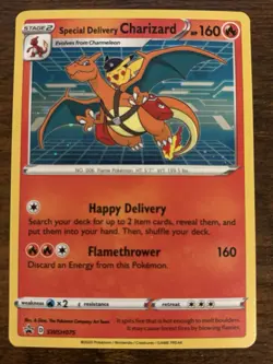 Pokemon TCG Special Delivery Charizard SWSH075 Holo Card NM Condition - Image 1
