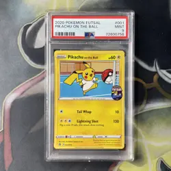 Pikachu TCG Promo Card On the Ball Futsal, 001/005 PSA 9 UK Seller - Image 1