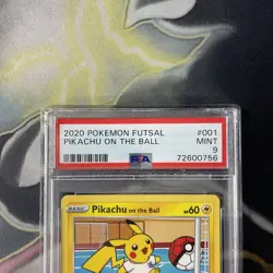 Pikachu TCG Promo Card On the Ball Futsal, 001/005 PSA 9 UK Seller - Image 2