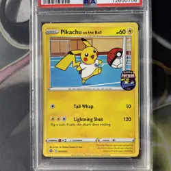 Pikachu TCG Promo Card On the Ball Futsal, 001/005 PSA 9 UK Seller - Image 3