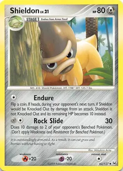 SHIELDON 62/127 - NON-Holo UNCOMMON - PLATINUM - 2009 NINTENDO Pokemon Card - NM - Image 1
