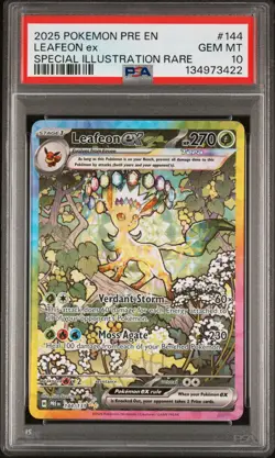 2025 POKEMON PRE EN-PRISMATIC EVOLUTIONS #144 LEAFEON EX PSA 10 - Image 1