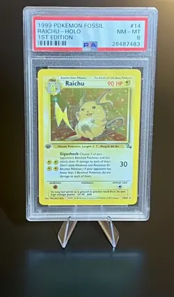 1999 POKEMON FOSSIL 1ST EDITION #29 RAICHU- PSA 8 NM MINT - Image 1