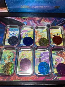 Pokemon TCG: Prismatic Evolutions Mini Tin Display W/ ONLY Coins & Inserts - Image 2