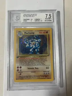 BGS 7.5 NM+ Machamp 1st Edition 8/102 Base Set Holo Pokemon 1999 - Image 1
