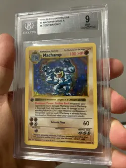 1999 Pokemon Base Set Shadowless #8 Machamp Holo 1st Edition BGS 9 Mint - Image 1