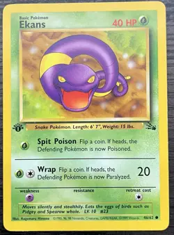 1st Edition Ekans 46/62 Pokemon TCG WOTC Base Set Fossil MINT - Image 1