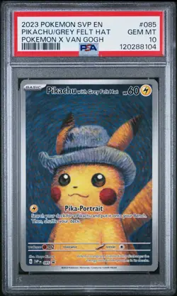 PSA10 2023 Pokemon S&V Promo PIKACHU Grey Felt Hat Pokemon x Van Gogh Bundle x2 - Image 5