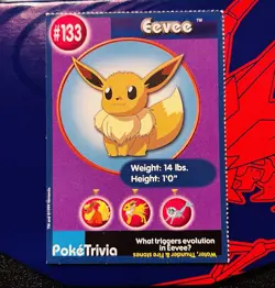 Pokemon Eevee 1999 Burger King PokeTrivia Trading Card #133 Mint Condition - Image 1