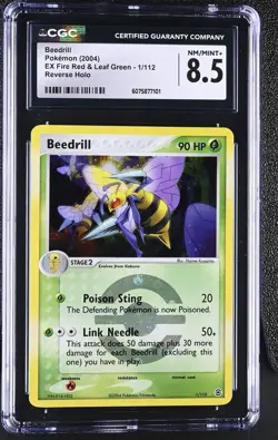 CGC 8.5 Beedrill 2004 EX Fire Red & Leaf Green 1/112 Reverse Holo Pokemon Card - Image 1