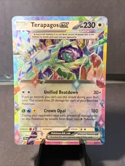 Pokemon TCG Terapagos EX #128/142 Double Rare SV07: Stellar Crown NM - Image 1